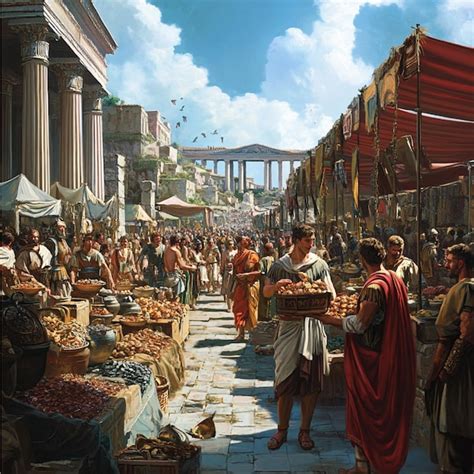 Representación de antiguos romanos intercambiando regalos