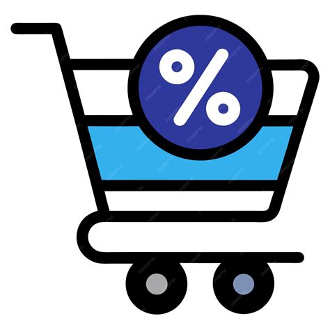 Ilustración de un carrito de compras con un símbolo de descuento