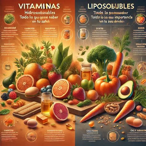 Ilustración de vitaminas hidrosolubles y liposolubles