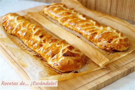 Trenza de hojaldre recién horneada