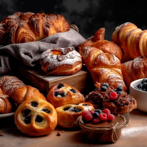 Variedad de pasteles y bollería