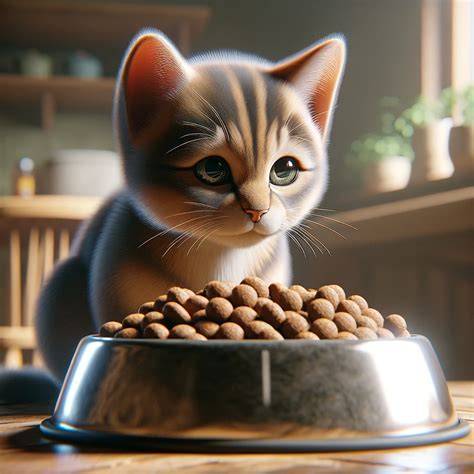 Gatito comiendo croquetas