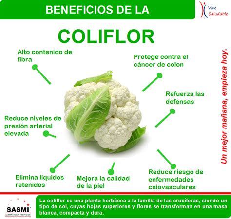 Infografía con los beneficios de la coliflor y el atún