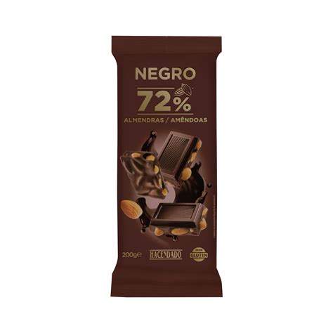Tableta de chocolate negro con 72% de cacao