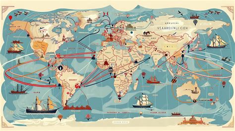 Mapa de las rutas comerciales históricas que podrían haber influido en la difusión de recetas