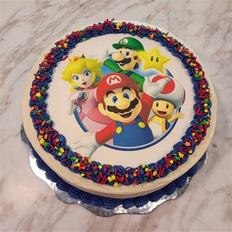 Pastel redondo de Mario Bros en diferentes temáticas
