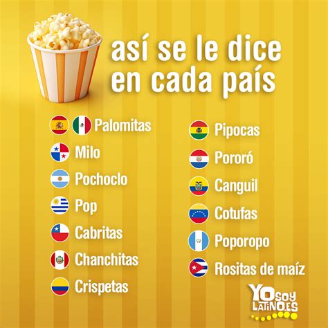 Variedad de nombres para las palomitas de maíz