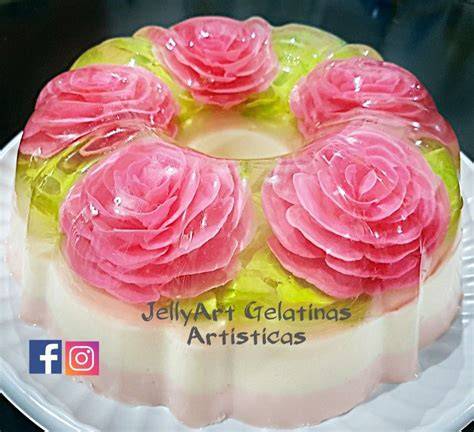 Tarta de gelatina con flores inyectadas