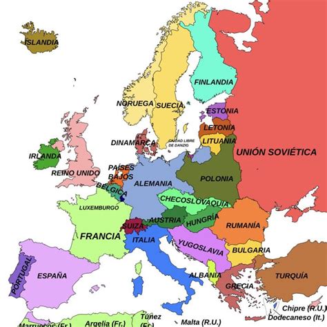 Mapa de Europa en 1939