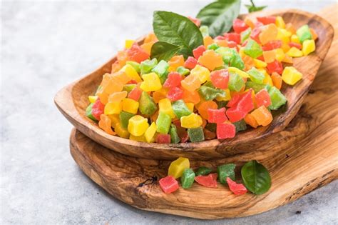 Frutas confitadas coloridas