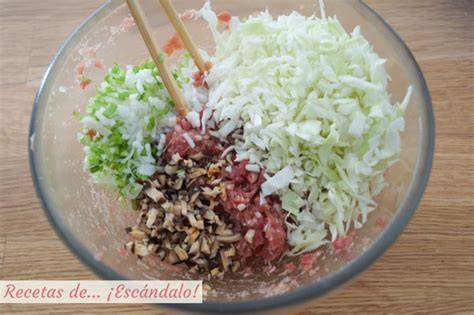 Ingredientes para el relleno de gyozas