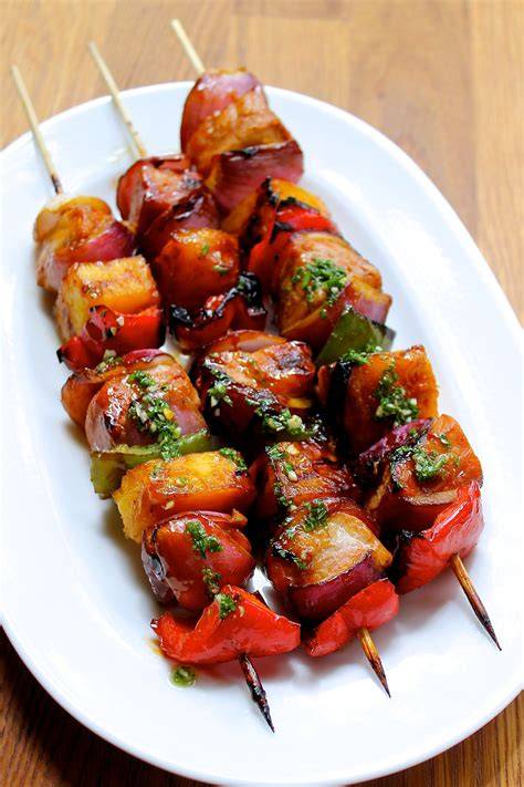 Brochetas de cerdo con pimientos
