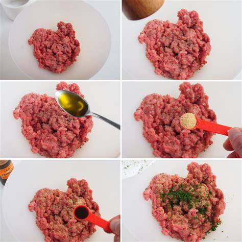 Proceso de mezcla de ingredientes para hamburguesa