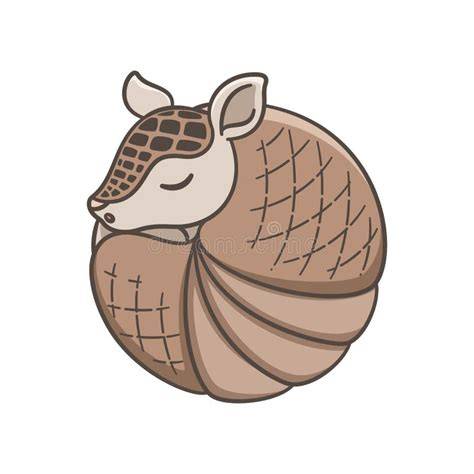 Ilustración de un armadillo enrollado en forma de bola.