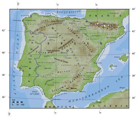 Mapa de España mostrando la ubicación de Sierra Morena