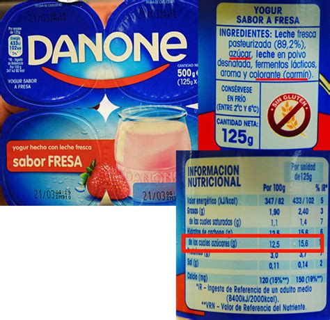 Ejemplo de etiqueta nutricional de yogur