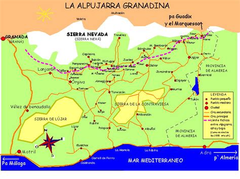 Mapa de la Alpujarra Granadina destacando Trevélez