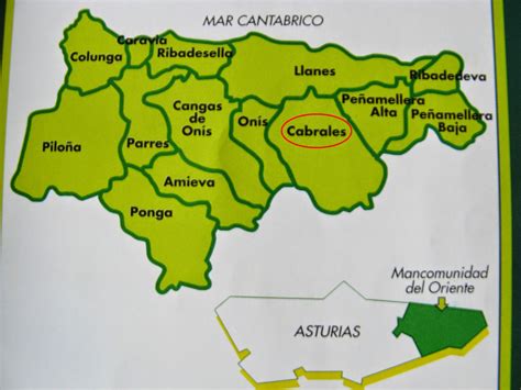 Mapa de Asturias destacando Cabrales