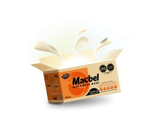Ilustración de una caja de mayonesa Macbel con un ticket de sorteo