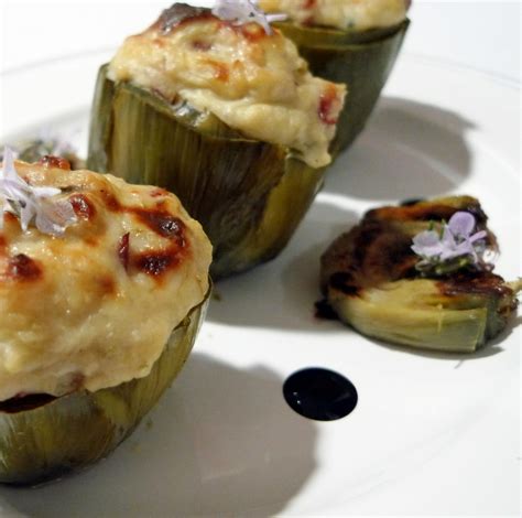 Alcachofas rellenas de foie gratinadas