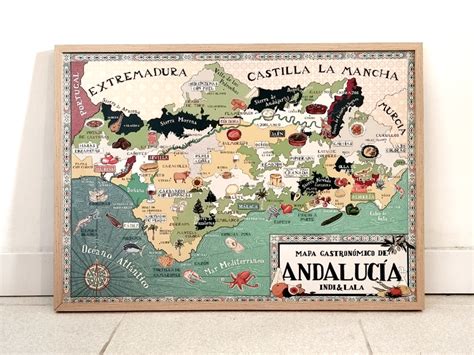 Mapa de Andalucía con puntos de interés gastronómico