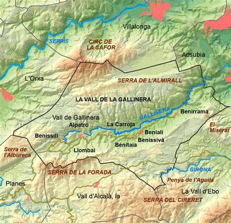 Vista panorámica del Valle de Gallinera con sus cordilleras