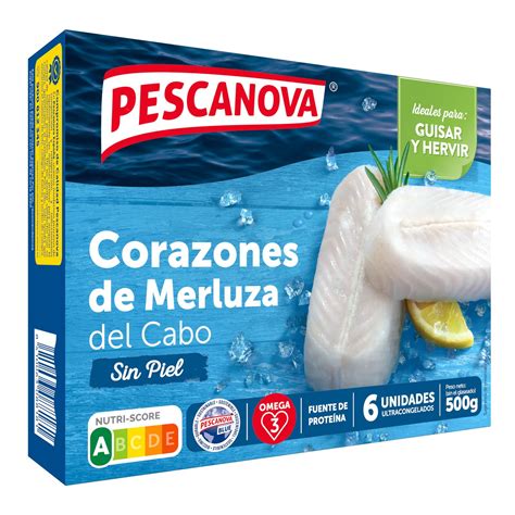 Corazones de merluza frescos y congelados