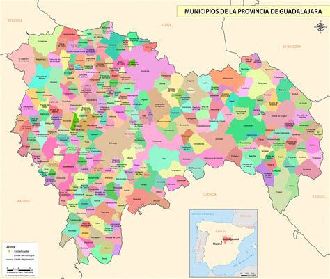 Mapa de la provincia de Guadalajara con sus municipios