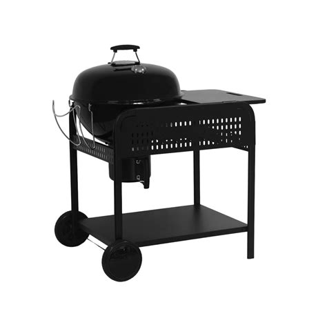 Barbacoa redonda de carbón con humo