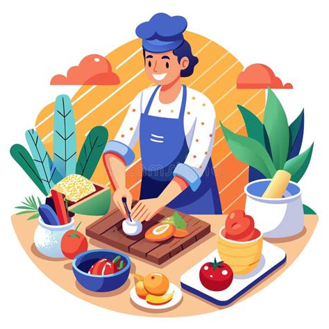 Ilustración antigua de personas preparando alimentos