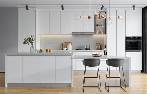 Cocina de inspiración escandinava con toques de azul