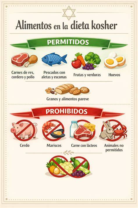 Tabla de alimentos kosher y no kosher