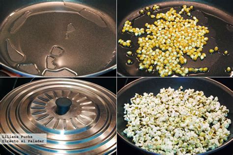 Preparación de palomitas caseras en sartén