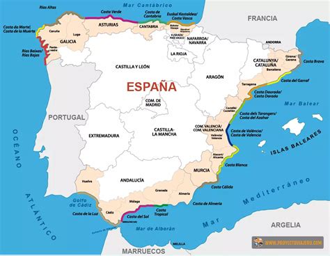 Mapa de la costa española con puntos de chiringuitos destacados