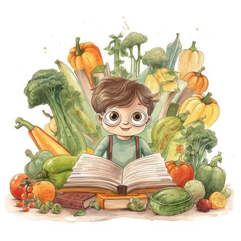 Ilustración de un niño leyendo un libro rodeado de calabazas y elementos de Don Quijote.