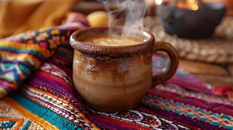 Tazón de atole caliente servido