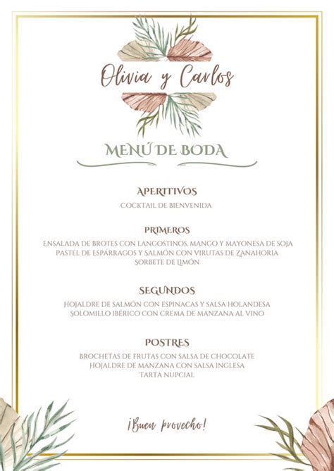 Detalle de menús de boda