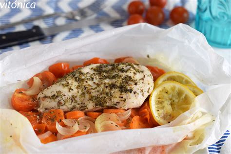 Pechuga de pollo en papillote con vegetales