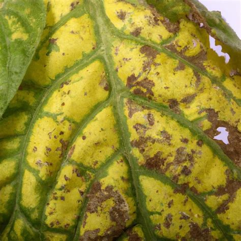 Hojas de tomate con síntomas de clorosis por deficiencia de azufre