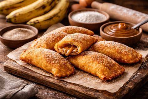 Empanadas de plátano doradas y crujientes