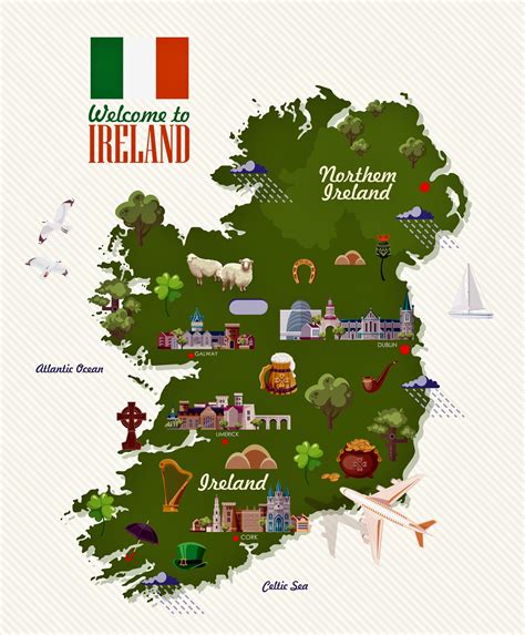Mapa de Irlanda con puntos de interés gastronómico
