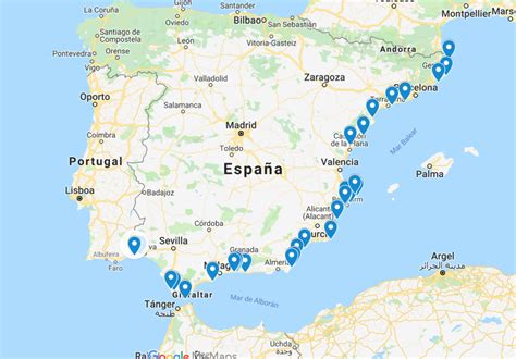 Mapa de la costa mediterránea con énfasis en Castellón
