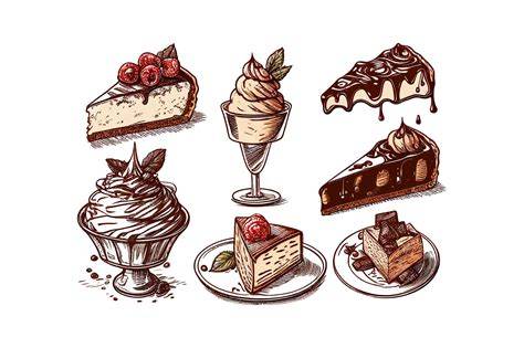 Ilustración de postres barrocos con chocolate y frutas