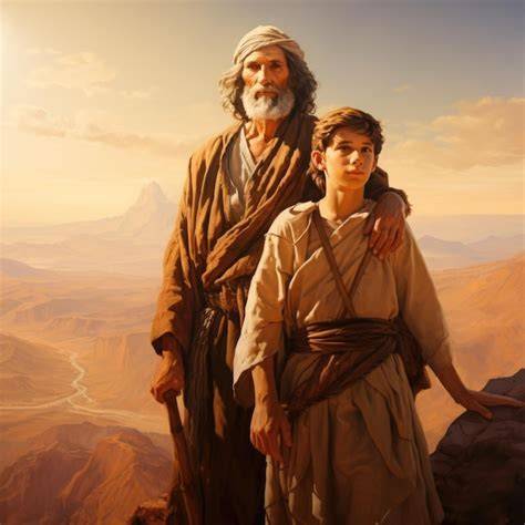 Abraham e Isaac caminando hacia el Monte Moriah