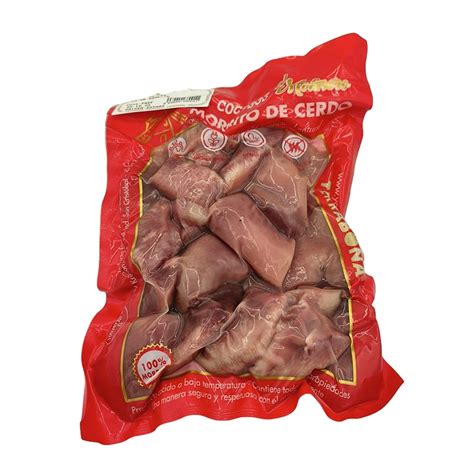 Morros de cerdo cocidos y cortados