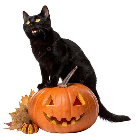 Gato negro sentado en la noche de Halloween