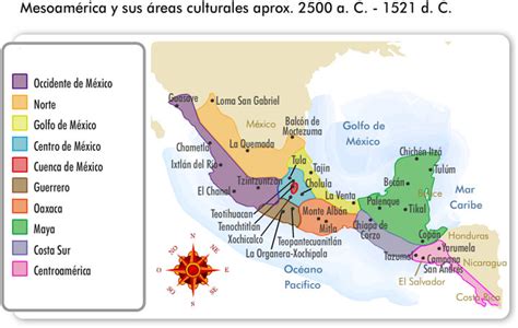 Mapa de Mesoamérica con los principales cultivos prehispánicos