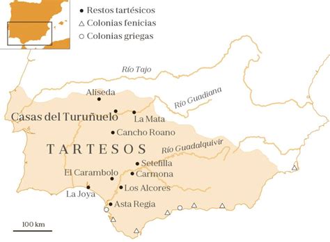 Mapa de la influencia tartésica en la Península Ibérica