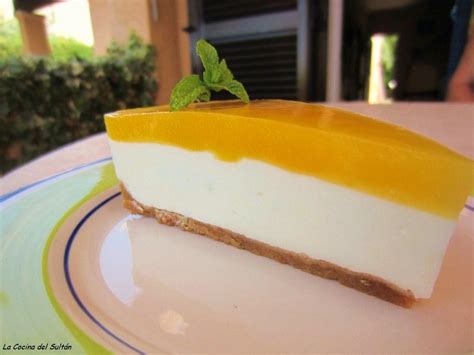 Tarta de mango y yogur con base de avena