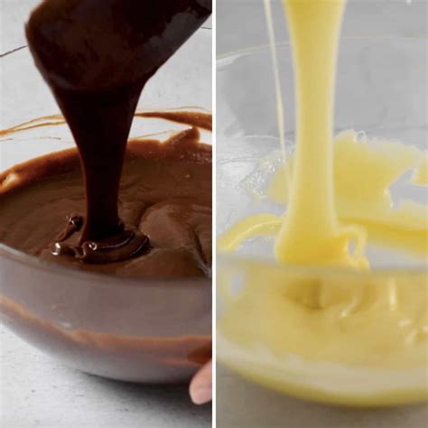 Diferentes consistencias de ganache de chocolate